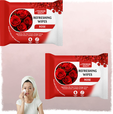 ShakalyaVeda Wet Wipes for Face Cleaning & Makeup Removal Rose 50 Wipes For Girls & Boys(50 Tissues)