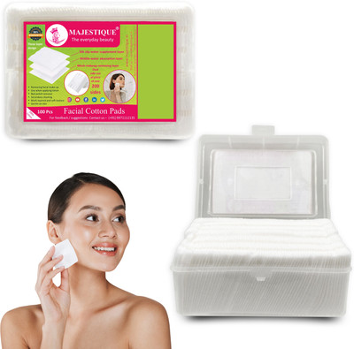 MAJESTIQUE 100Pcs Soft Touch Facial Cotton Pads - Makeup Remover Wipes for Cleansing Skin(100 Tissues)