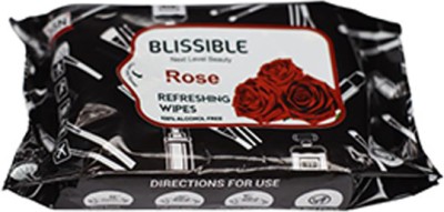 BLISSIBLE Recloseable lid Cleaning Makeup & Dirt wet Face Wipes-30 Wipes (05 ROSE)(30 Tissues)