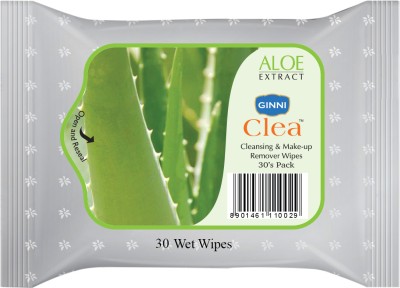 GINNI CLEA Cleansing & Make-up Remover Wet Wipes (Aloevera) (Pack of 8) (30 Wipes Per Pack)(240 Tissues)