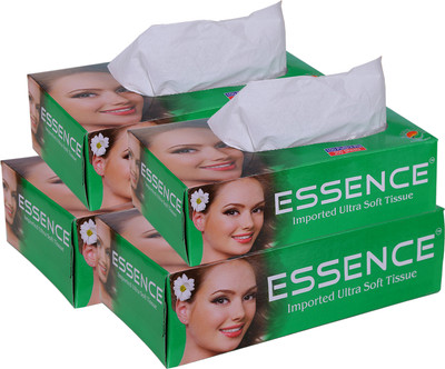 ESSENCE Face Tissue Imported Ultra Soft Green 4 (400 Pulls) 2ply(800 Tissues)