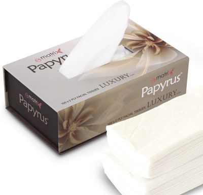 PAPYRUS Facial Tissue Paper with 2 Extra Refills | 2 Ply 100 Pulls=200 Sheets (White)