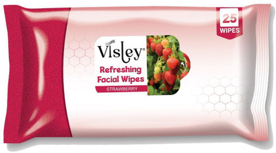 Visley Pack of 1 Face Wet Wipes Cleansing & Refreshing With STRAWBERRY(25 Tissues)