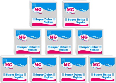 MG Super deluxe paper napkin (900 Napkins) Pack of 09 White Paper Napkins(900 Sheets)