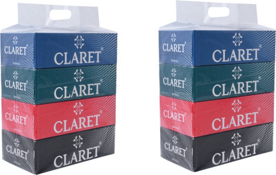 CLARET Soft & Gentle 4in1 Facial Tissues (18x20cm), 2 Ply | 100 Pulls Each | Pack of 2(2 Tissues)