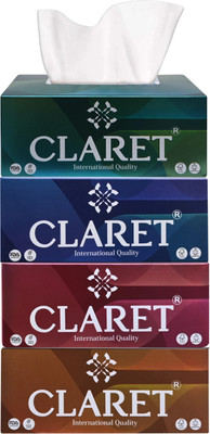 CLARET Soft, Gentle & Super Absorbent Facial Paper (18x20cm), 2 Ply | 200 Pulls Each(4 Tissues)