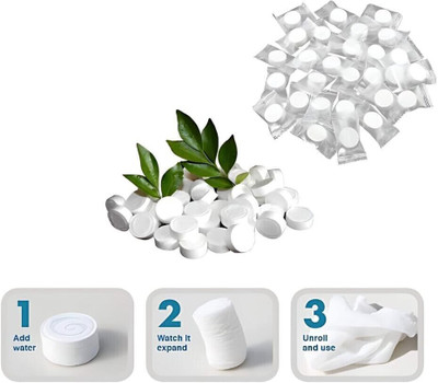 Elecsera Magic Coin Tablet Tissue Napkin, Disposable Compressed Towel Facial Tissue Paper(30 Tissues)