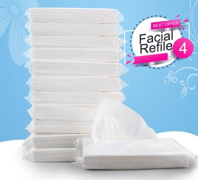 Tshot Tissue Paper Napkin Refill Tissues Travel for Car & Purse 2 Ply (400 Tissue) White Paper Napkins(4 Sheets)