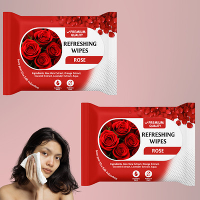 ShakalyaVeda Refreshing Rose Wet Wipes – Herbal Face Cleansing Wipes for Daily Use(50 Tissues)