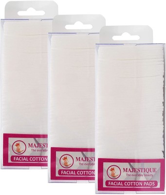 MAJESTIQUE Facial Cotton Pads 250 pads each pack, Makeup Removing Wipes, Soft Touch Cosmetic Facial Care Cleansing square Tissues for Skin Care Nail Polish Remover (PACK OF 3)(750 Tissues)