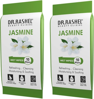 DR.RASHEL Skin Moisturizing Jasmine Facial Wipes 2x10 Dirt & Makeup Remover wipes(20 Tissues)