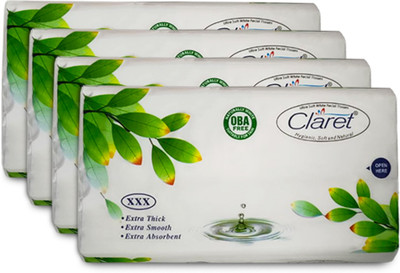 CLARET Soft 2-Ply Facial Tissue | 100 Pulls Each | Super Absorbant | Multipurpose Use(400 Tissues)