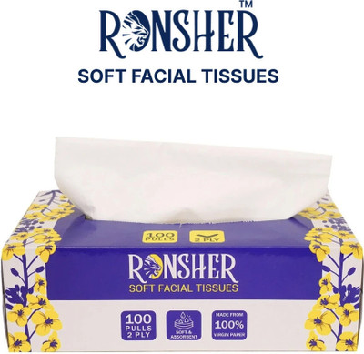 RONSHER 2-ply Soft Facial tissue paper| 100 pulls |Pack of 1(200 Tissues)
