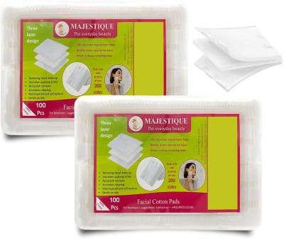 MAJESTIQUE Makeup Remover Wipes for Cleansing Skin & Nail Polish Remover - Pack of 2 (200)(100 Tissues)