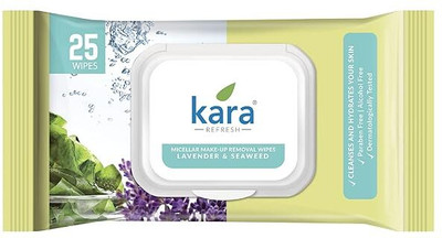 KARA Lavender & Seaweed Facial Micellar Make-Up Removal Wipes with Lid - 25 Pulls(25 Tissues)
