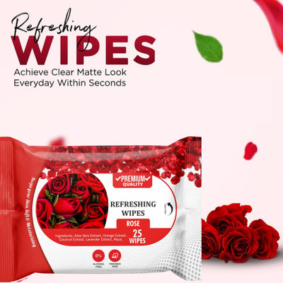 winry Face Cleansing Rose Water Refreshing Wet Wipes(25 Tissues)