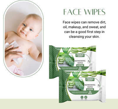skinic Aloe Vera & Rose Hydrating Wipes – Paraben-Free & Gentle | Pack of 2 (50 Each)(50 Tissues)