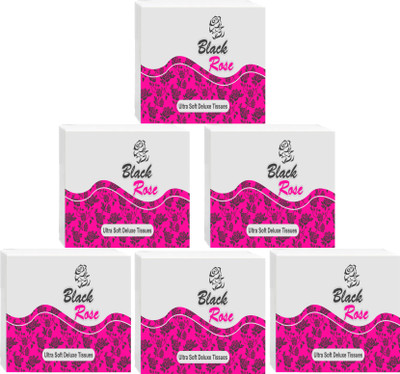 MG BLACK ROSE Soft paper napkins (600 Napkins) Pack of 6 White Paper Napkins(6 Sheets)