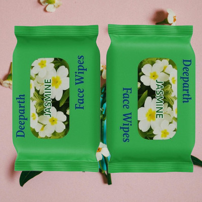 Deeparth Jasmine Scented Face Wipes | Oil Control & Deep Cleansing Wet Wipes(50 Tissues)