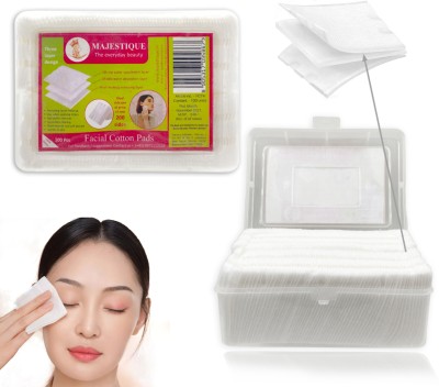 MAJESTIQUE 100Pcs Soft Touch Facial Cotton Pads - Makeup Remover Wipes for Cleansing Skin(100 Tissues)