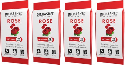 DR.RASHEL Face Moisturizing Rose Water Facial Wipe 4 x10 Dirt & Makeup Remover wet wipes(40 Tissues)