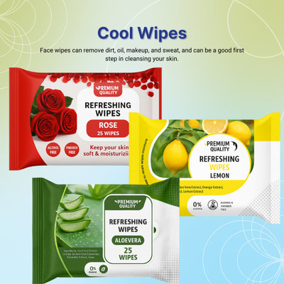 skinic Wet Wipes for Oily Skin - Rose Lemon Aloe Vera Refreshing Face Tissues(75 Tissues)