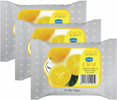 GINNI Refreshing Facial Wet Wipes-Lemon(pack of 3)(30 wipes per pack)(3 Tissues)