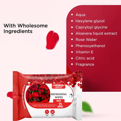 winry Oil Control Rose Water Refreshing Wet Wipes(25 Tissues)