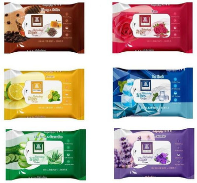 house of common COCCI LORENZO Refreshing Soft Cleansing Assorted 150x200mm Wet Wipes (25Pcsx6)->(6 Tissues)