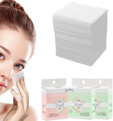 mapperz Natural Square Cotton Puff, Double-Side Save Water Soft Gentle Makeup Tools(120 Tissues)