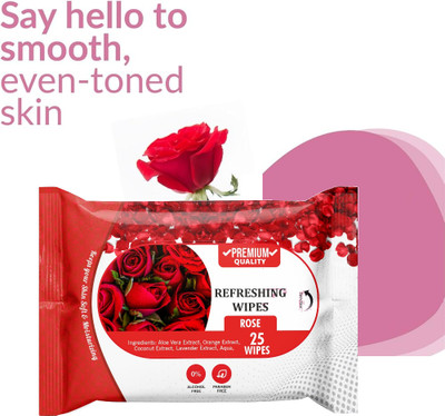 winry Travel Use Rose Water Refreshing Wet Wipes(25 Tissues)