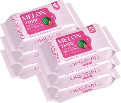 ORIGINATE Melon Tribe Wet Wipes for easy makeup, excess oil removal-Pack of 6(150 Tissues)