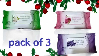 Elecsera Wet Wipes With 4 Different Fragrance, Facial Wet Wipes(25 Tissues)