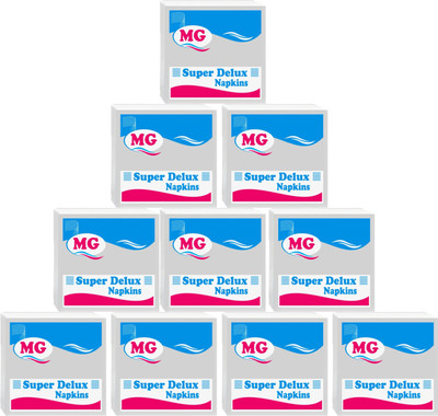 MG Super delux paper napkin (1000 Napkins) Pack of 10 White Paper Napkins(10 Sheets)
