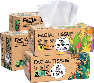 The Honest Home Company 2 Ply Facial Tissues Box - 200 Pulls - Pack of 4 (800 Pulls)(800 Tissues)