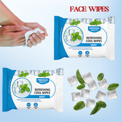 ShakalyaVeda Face Wipes for Daily Skincare Routine | Mint & Vitamin E Wet Wipes – Pack of 2(50 Tissues)