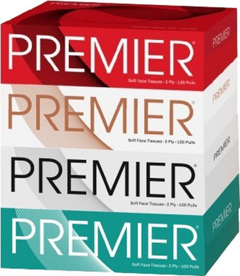 Premier Box Face Tissue Papers 100 Pulls 2Ply (Pack of 4-400 Pulls, 800 Sheets)(400 Tissues)