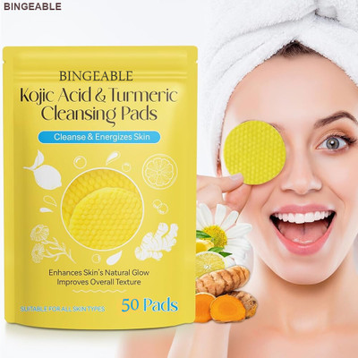 Bingeable Kojic Acid Face Cleansing Pads for Soft & Supple Skin - 50 Pcs(50 Tissues)