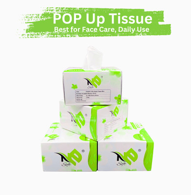 NE Soft 2 Ply Ultra Soft Pop Up Facial Tissue - Pack of 4 - 100 Pulls Per Box (G)(400 Tissues)