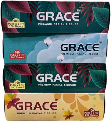 Pristine Ply 2-Ply Facial Tissue Box | Soft & Durable Car Tissues - Pack of 4, 400 Pulls(400 Tissues)