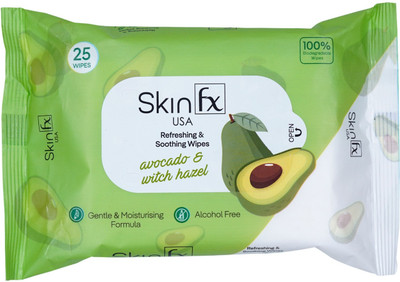 Skin FX Refreshing & Soothing Wipes - Gentle Cleansing for Instant Freshness(25 Tissues)