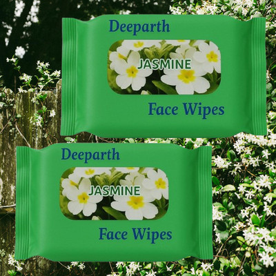 Deeparth Jasmine Wet Wipes for Women - Natural Face Wipes for Instant Freshness & Glow(50 Tissues)