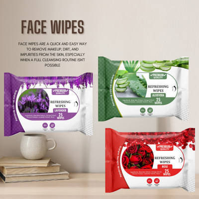 skinic Zest & Bloom Face Wipes – 3-in-1 Formula – 75 Soft Tissues(75 Tissues)