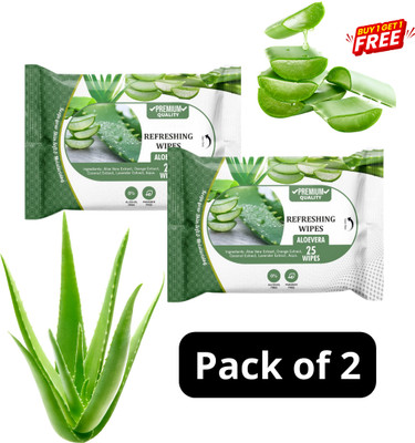 skinic aloe vera Face Cleansing Wipes Combo Pack – Daily Use for Oily Skin(50 Tissues)