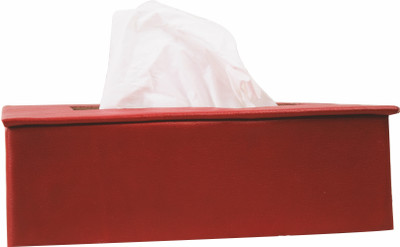 MerajCreatives 1 Compartments Artificial Leather and Hard Board Tissue Holder Box/Dispenser(Red)