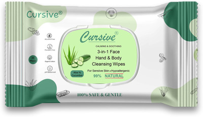 Cursive Refreshing Face Wet Wipes with Aloe Cucumber facial wipes(25 Tissues)