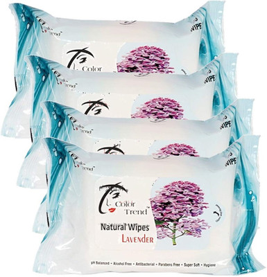color trend Refreshing Wet Wipes - Lavender Pack of 4(100 Tissues)