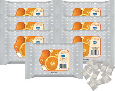 GINNI Magic 50 Coin tissue | Makeup-Remover Cleansing Wet Wipes (Orange, Pack of 7)(8 Tissues)