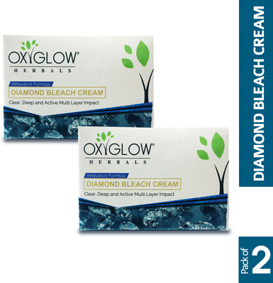 OXYGLOW Herbals Diamond Bleach Cream 50 Gm (Pack of 2) Clear,Deep & Active Multi Layer(100 g)