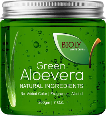 Bioly Natural Green Aloe Vera Gel (For Skin Lightening and Glowing Skin)(200 ml)